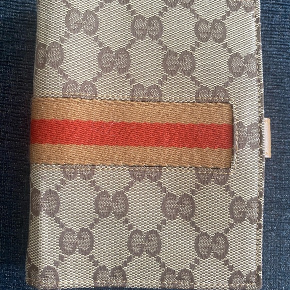 GUCCI PM Agenda Cover Sherry Line GG Logo Canvas Leather - Picture 2 of 15
